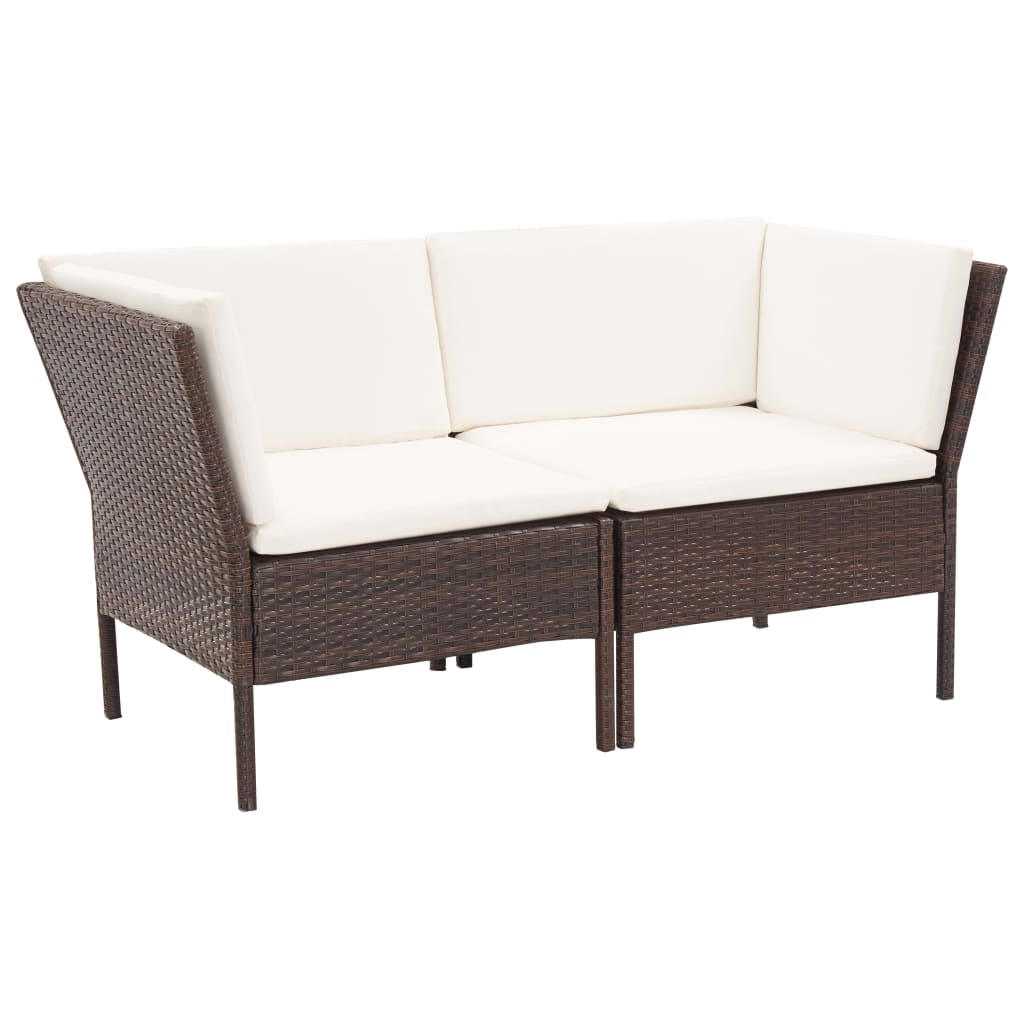 Set Divani da Giardino 8 pz con Cuscini in Polyrattan Marrone