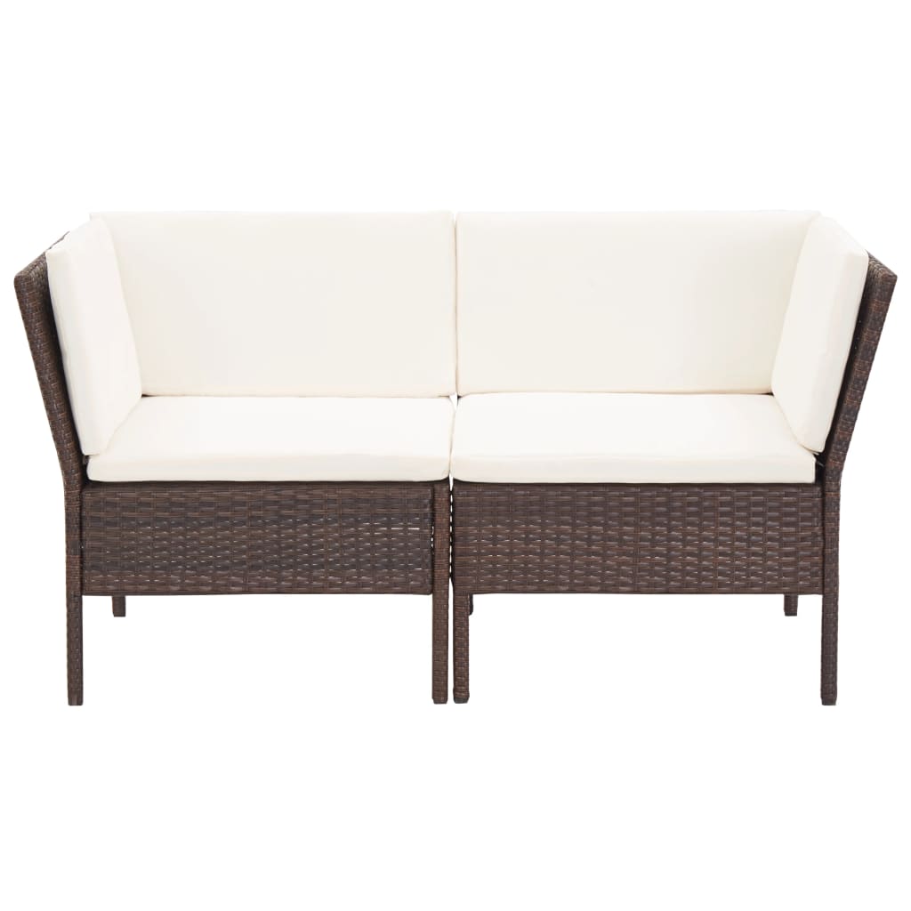 Set Divani da Giardino 8 pz con Cuscini in Polyrattan Marrone