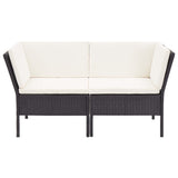 Set Divani da Giardino 8 pz con Cuscini in Polyrattan Nero