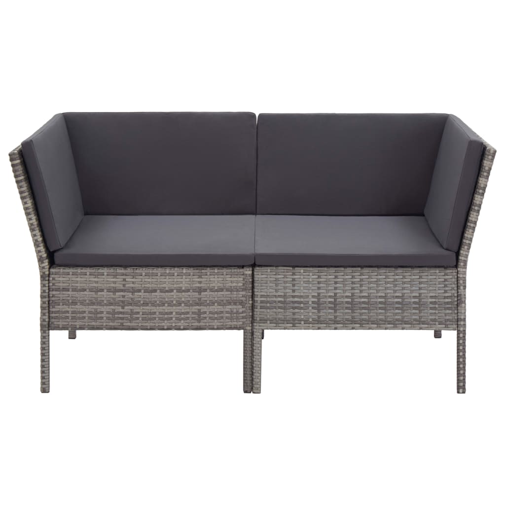 Set Divani da Giardino 8 pz con Cuscini in Polyrattan Grigio