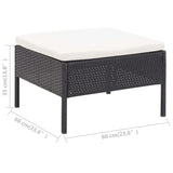 Set Divani da Giardino 3 pz con Cuscini in Polyrattan Nero