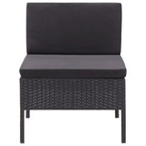 Set Divani da Giardino 3 pz con Cuscini in Polyrattan Nero