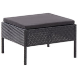 Set Divani da Giardino 3 pz con Cuscini in Polyrattan Nero