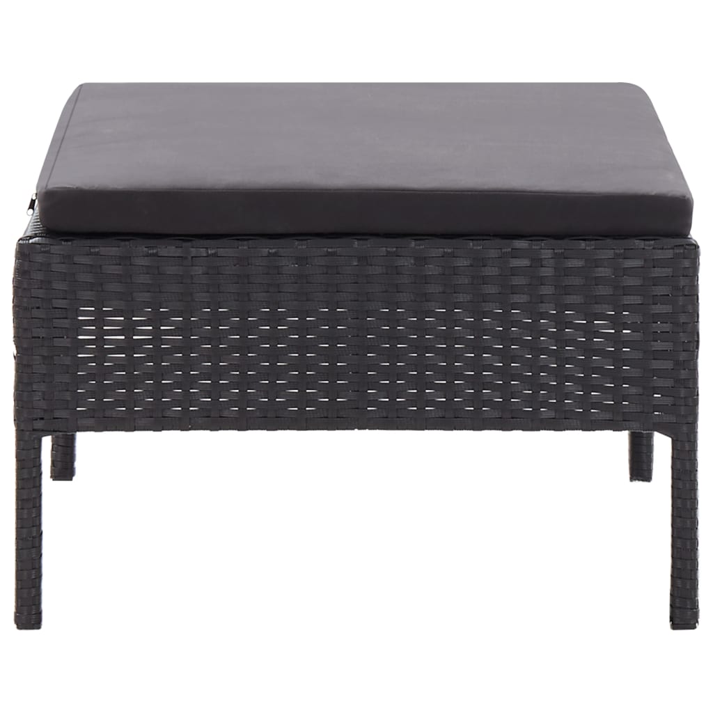 Set Divani da Giardino 3 pz con Cuscini in Polyrattan Nero