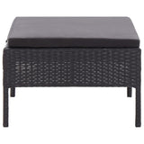 Set Divani da Giardino 3 pz con Cuscini in Polyrattan Nero