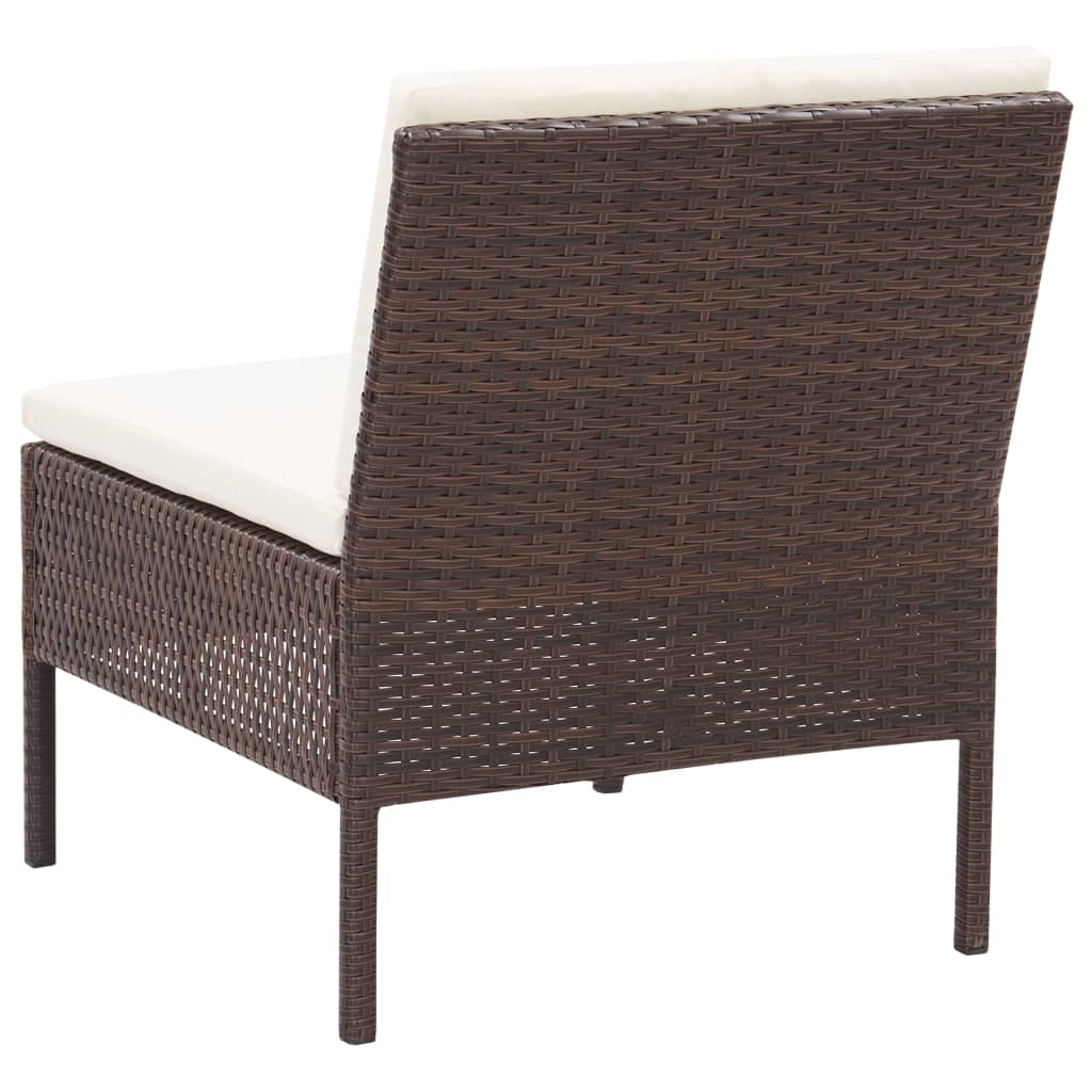 Set Divani da Giardino 3 pz con Cuscini in Polyrattan Marrone