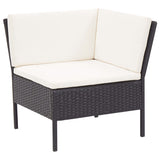 Set Divani da Giardino 3 pz con Cuscini in Polyrattan Nero