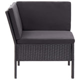 Set Divani da Giardino 3 pz con Cuscini in Polyrattan Nero