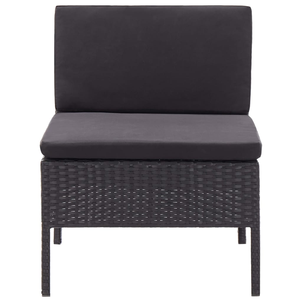 Set Divani da Giardino 3 pz con Cuscini in Polyrattan Nero