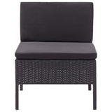 Set Divani da Giardino 3 pz con Cuscini in Polyrattan Nero