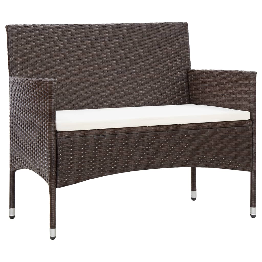 Set Divani da Giardino 4 pz con Cuscini in Polyrattan Marrone