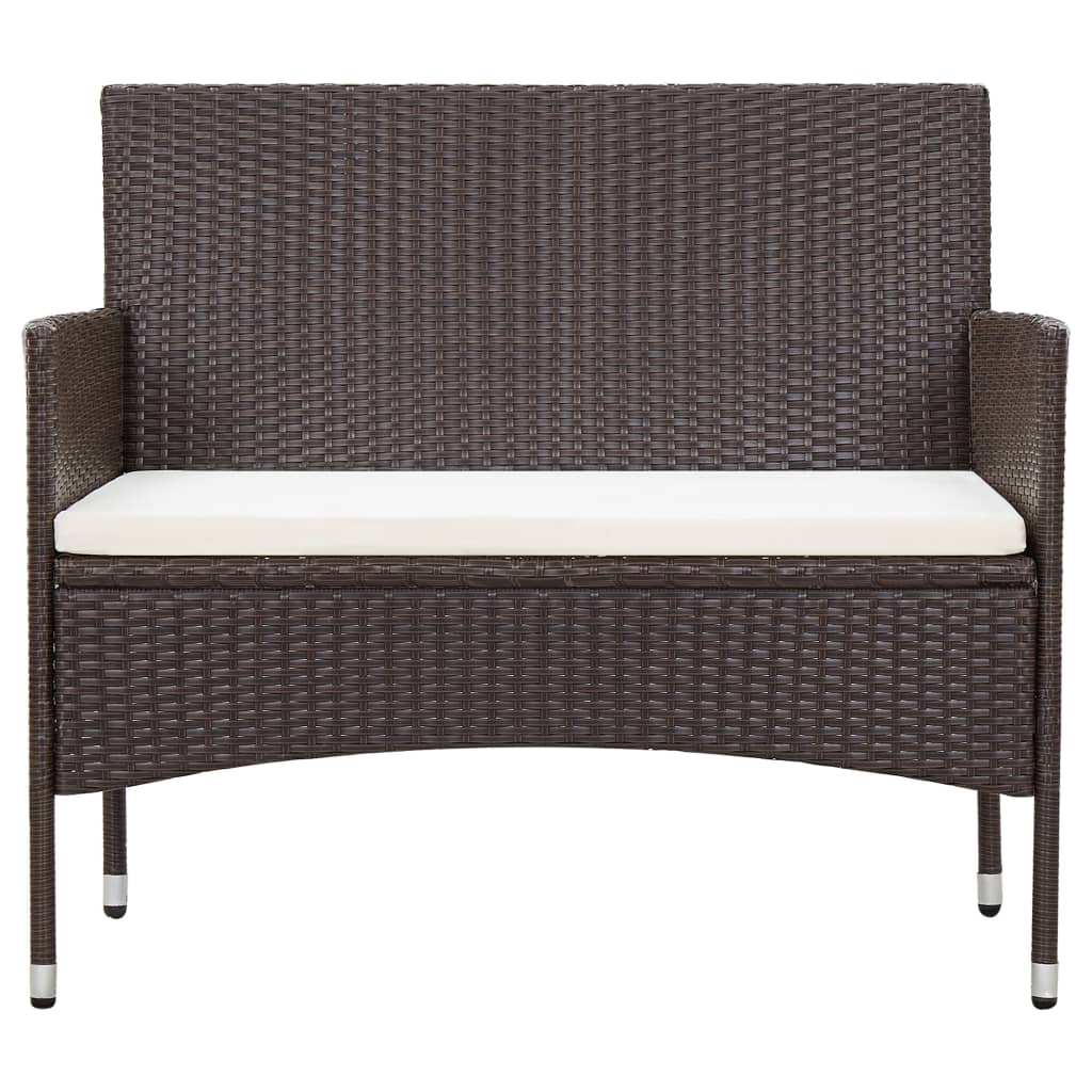 Set Divani da Giardino 4 pz con Cuscini in Polyrattan Marrone