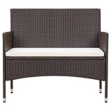 Set Divani da Giardino 4 pz con Cuscini in Polyrattan Marrone