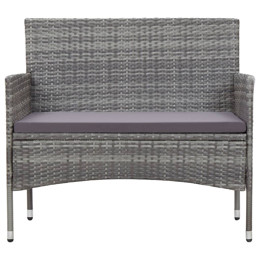 Set Divani da Giardino 4 pz con Cuscini in Polyrattan Grigio