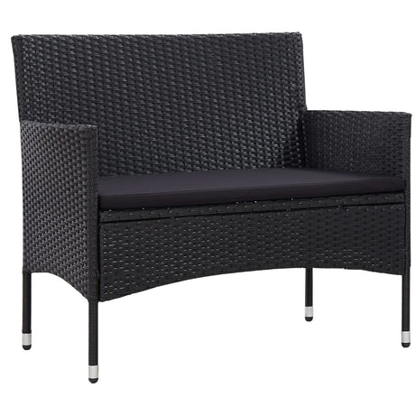 Set Divani da Giardino 4 pz con Cuscini in Polyrattan Nero