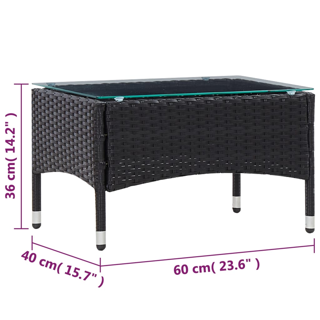 Set Divani da Giardino 4 pz con Cuscini in Polyrattan Nero