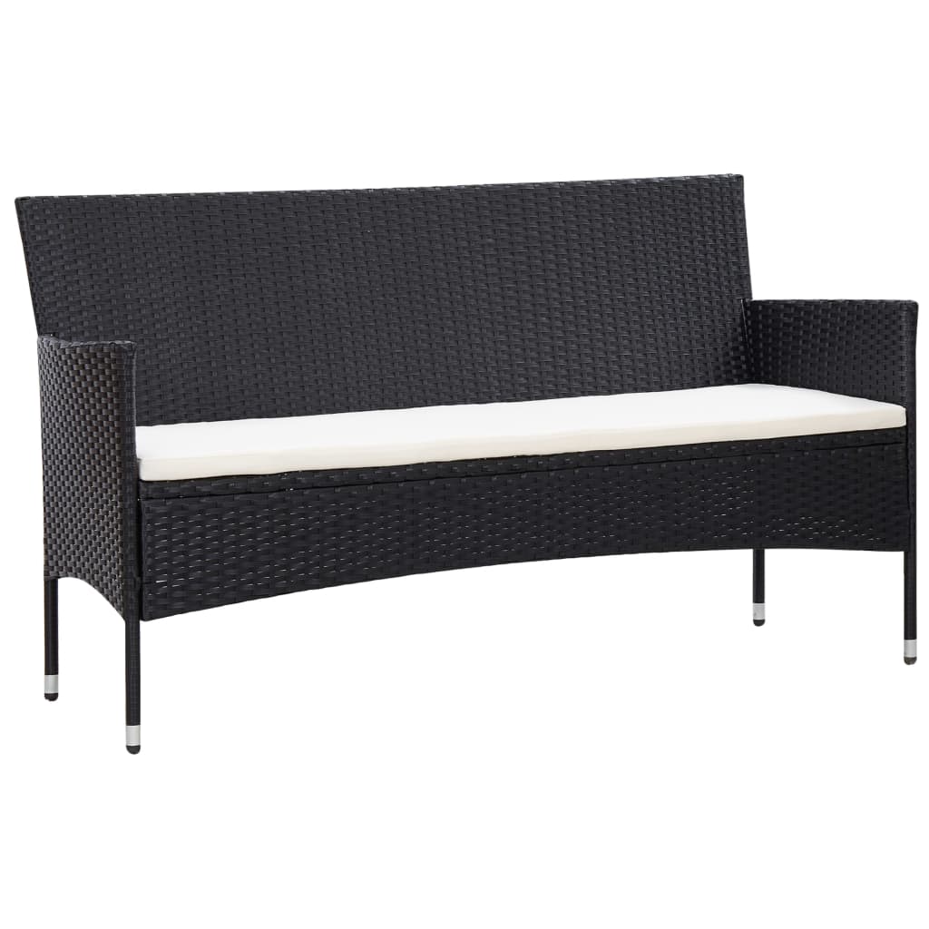 Set Divani da Giardino 4 pz con Cuscini in Polyrattan Nero