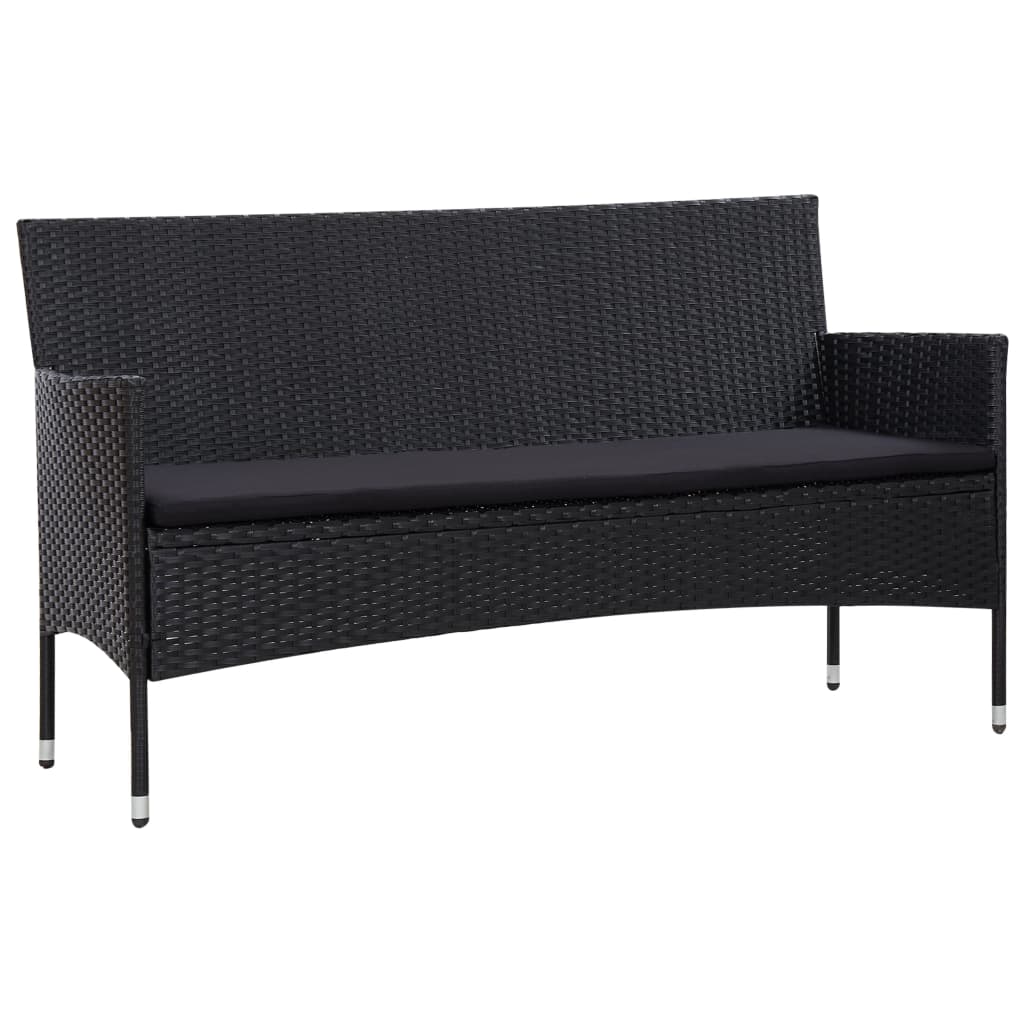 Set Divani da Giardino 4 pz con Cuscini in Polyrattan Nero