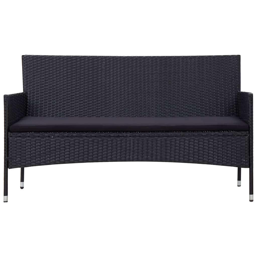 Set Divani da Giardino 4 pz con Cuscini in Polyrattan Nero