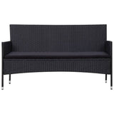 Set Divani da Giardino 4 pz con Cuscini in Polyrattan Nero