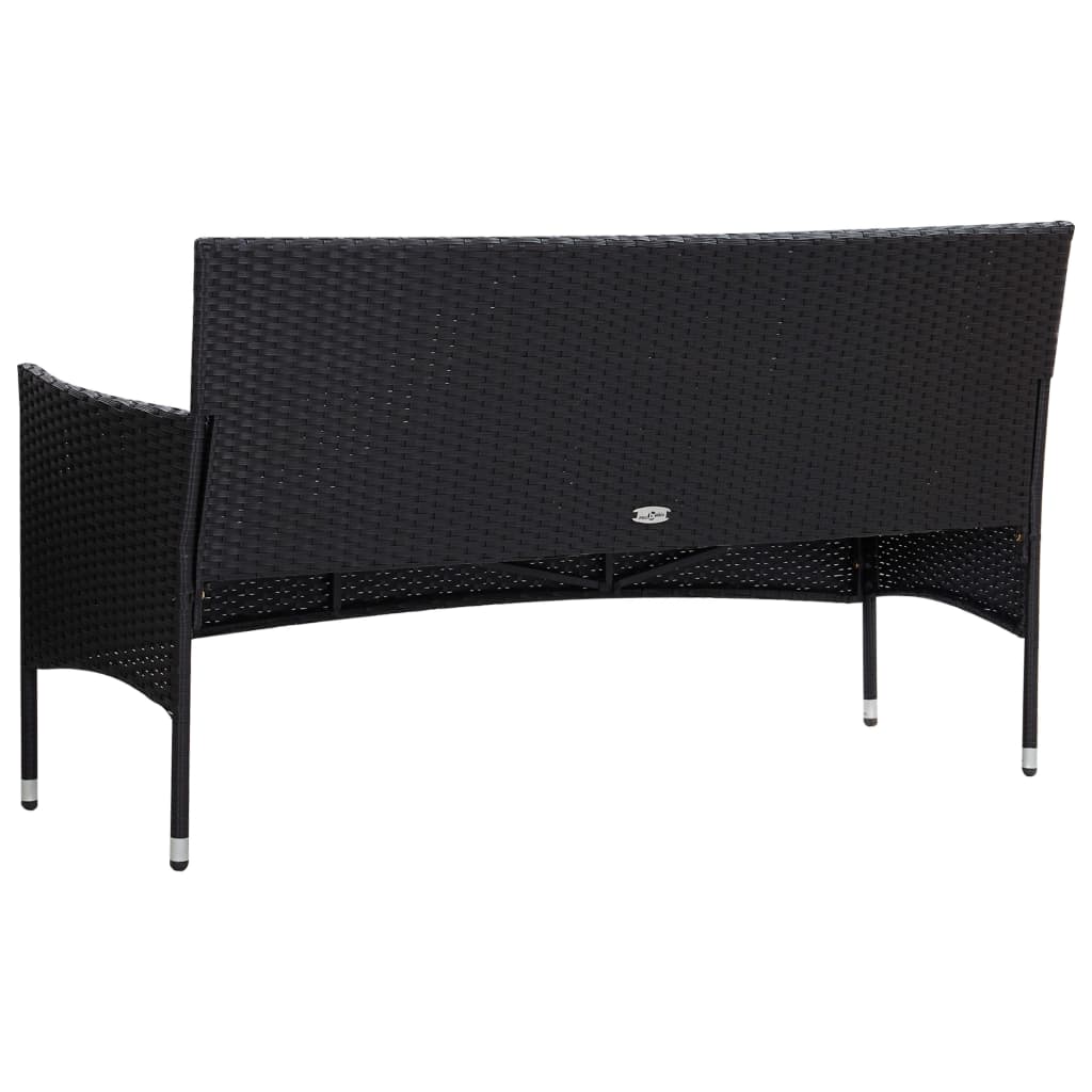 Set Divani da Giardino 4 pz con Cuscini in Polyrattan Nero