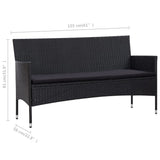 Set Divani da Giardino 4 pz con Cuscini in Polyrattan Nero