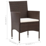 Set Divani da Giardino 5 pz con Cuscini in Polyrattan Marrone