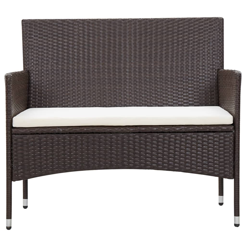 Set Divani da Giardino 5 pz con Cuscini in Polyrattan Marrone