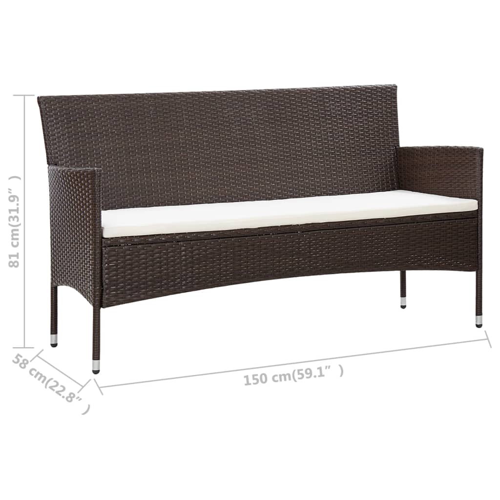 Set Divani da Giardino 5 pz con Cuscini in Polyrattan Marrone