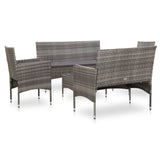 Set Divani da Giardino 5 pz con Cuscini in Polyrattan Grigio