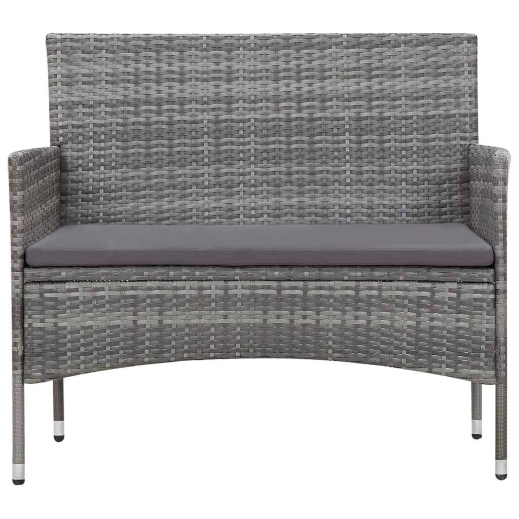 Set Divani da Giardino 5 pz con Cuscini in Polyrattan Grigio