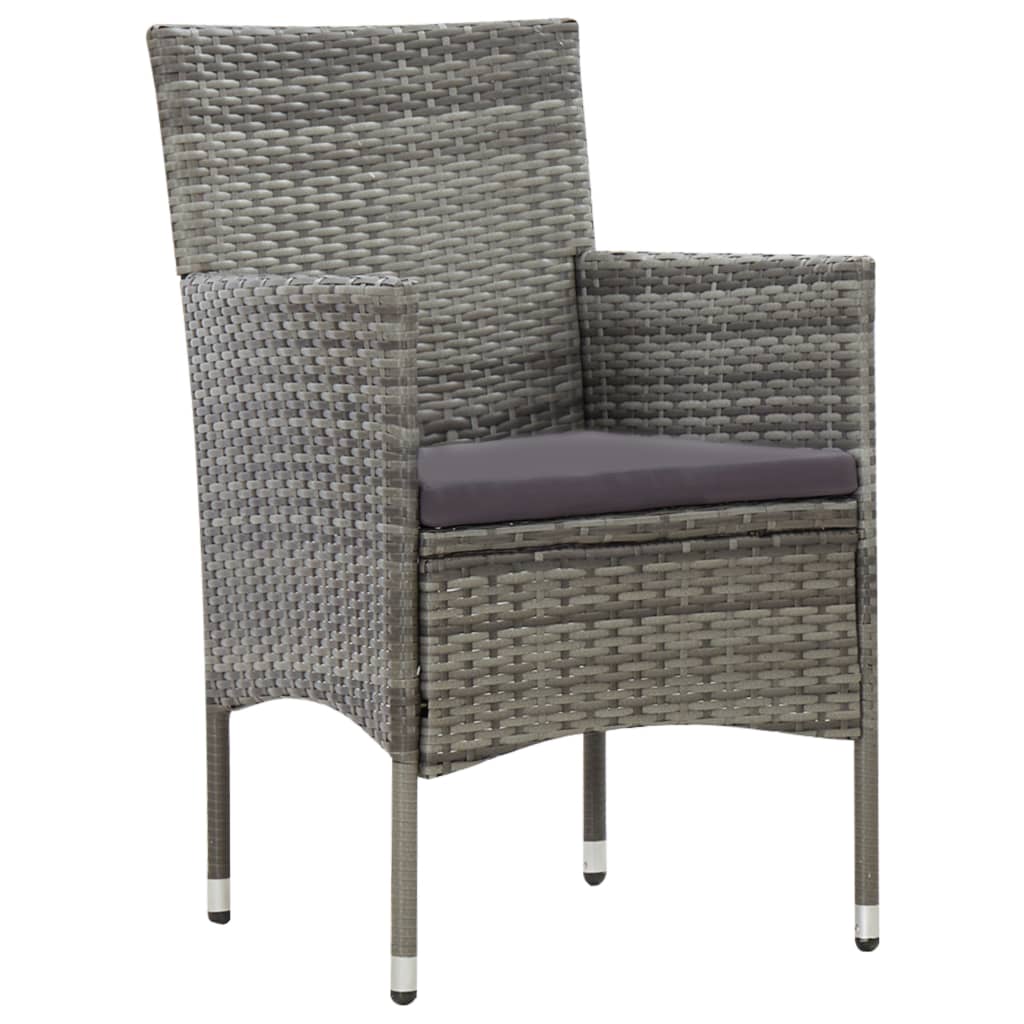 Set Divani da Giardino 5 pz con Cuscini in Polyrattan Grigio