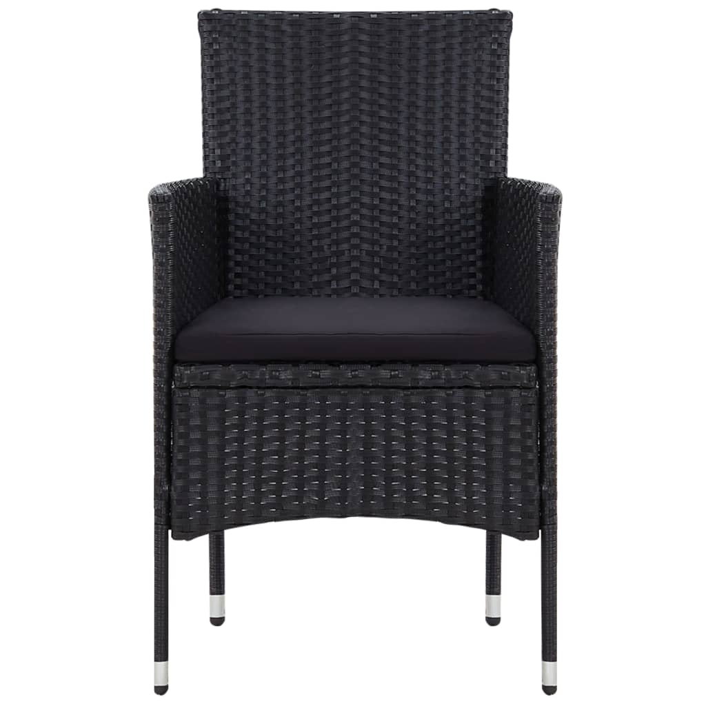 Set Divani da Giardino 5 pz con Cuscini in Polyrattan Nero