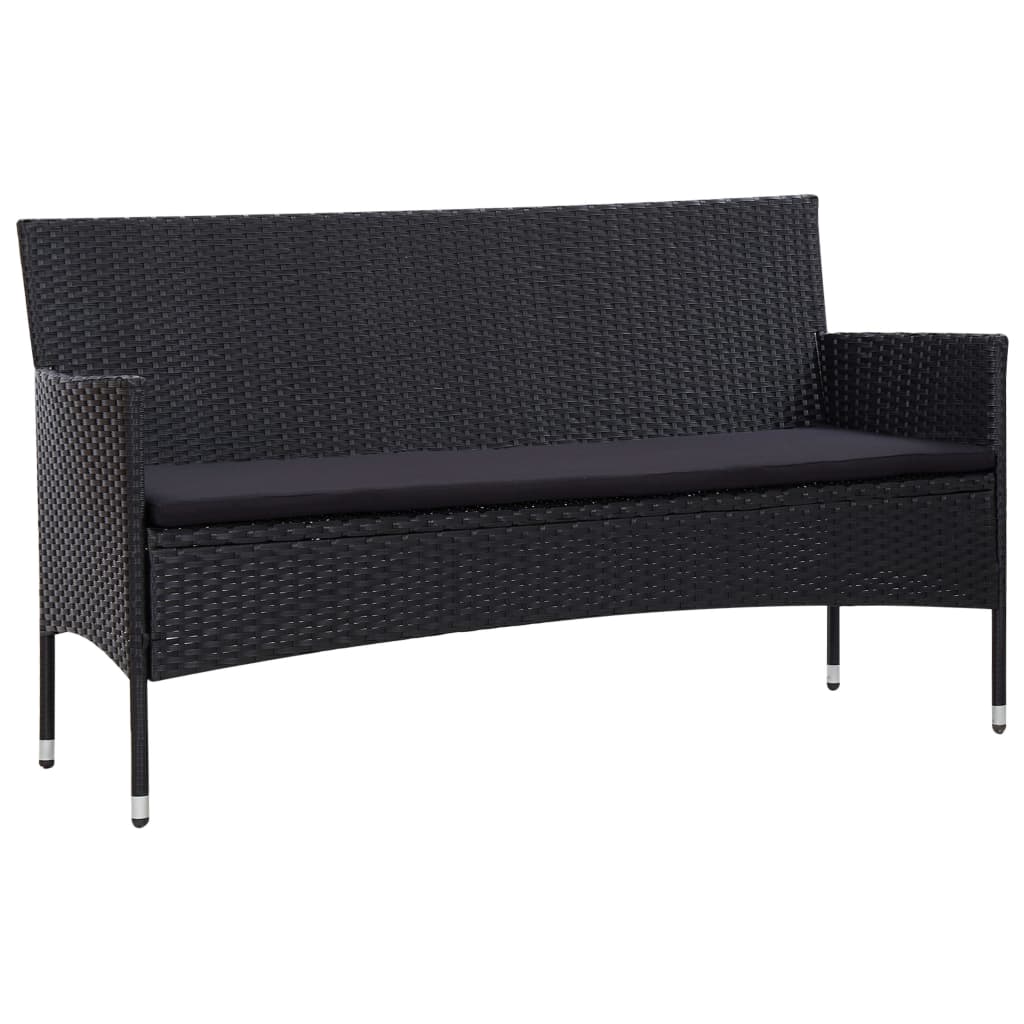 Set Divani da Giardino 5 pz con Cuscini in Polyrattan Nero