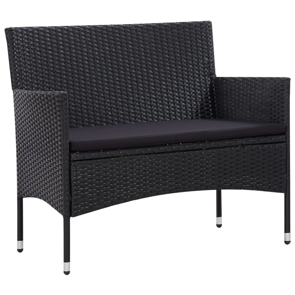 Set Divani da Giardino 5 pz con Cuscini in Polyrattan Nero