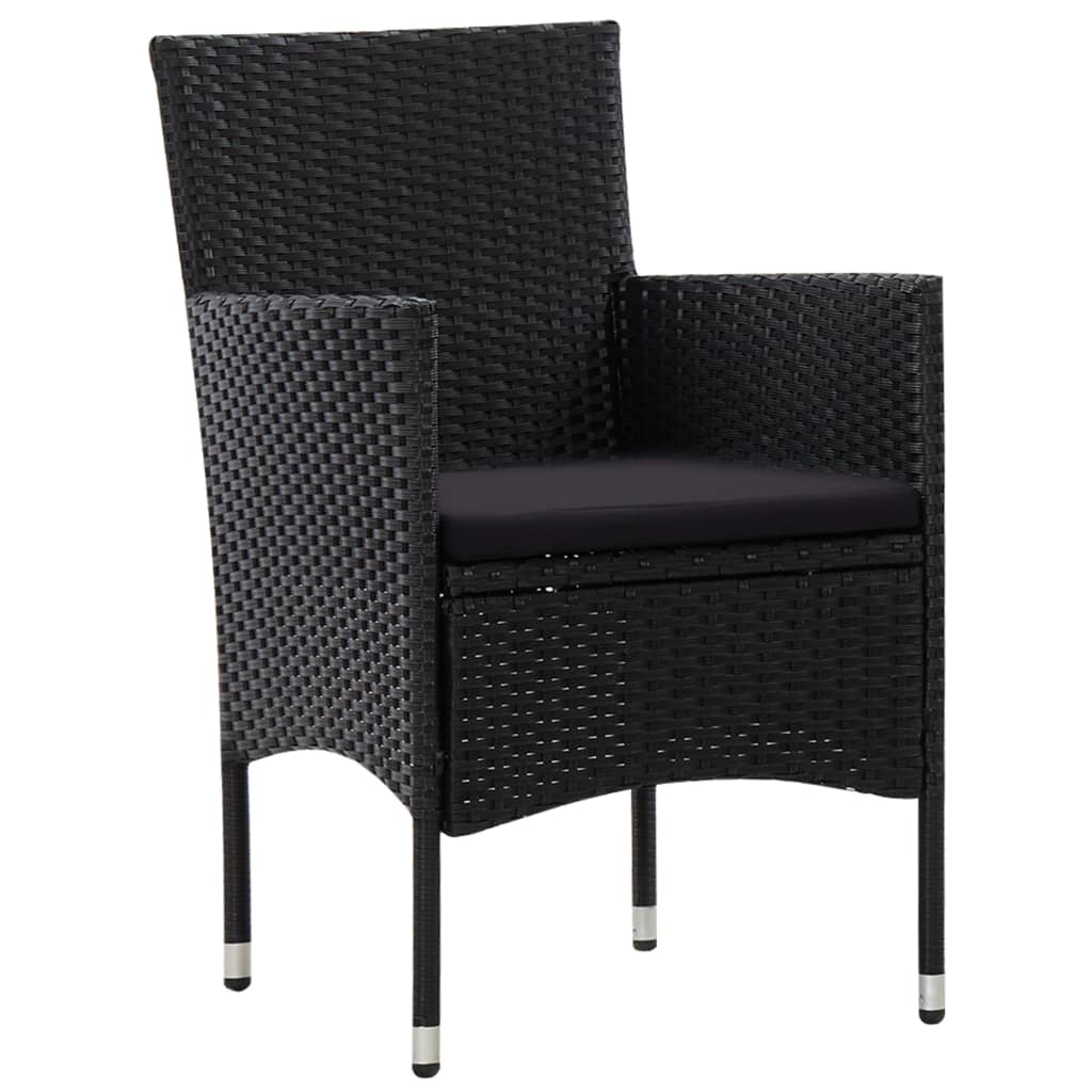 Set Divani da Giardino 5 pz con Cuscini in Polyrattan Nero