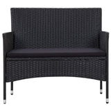 Set Divani da Giardino 5 pz con Cuscini in Polyrattan Nero