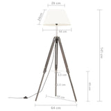 Lampada a Treppiede Grigio e Bianco in Legno di Teak 141 cm