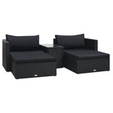 Set Divani da Giardino 5 pz con Cuscini in Polyrattan Nero