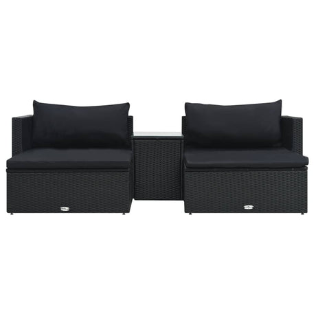 Set Divani da Giardino 5 pz con Cuscini in Polyrattan Nero