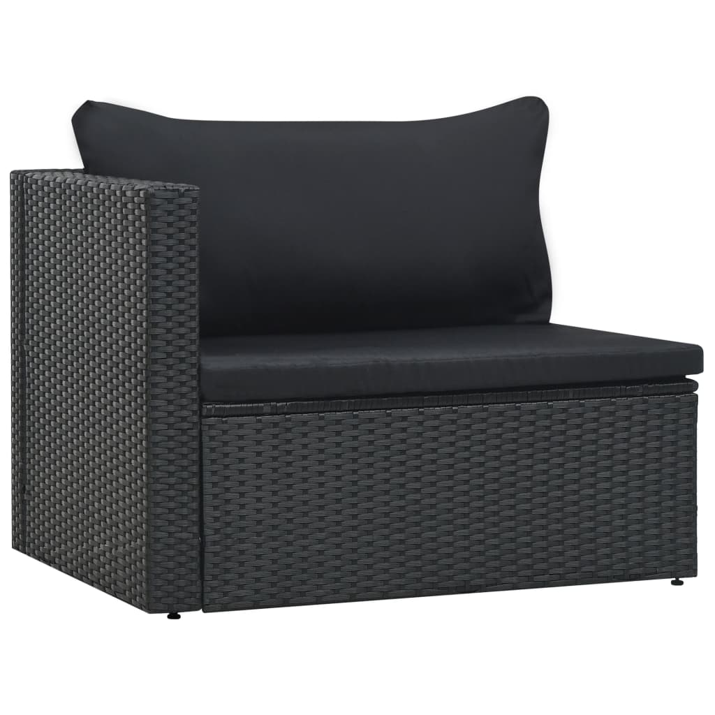 Set Divani da Giardino 5 pz con Cuscini in Polyrattan Nero