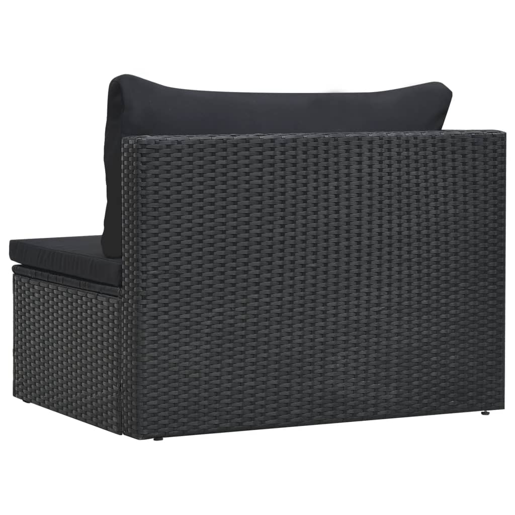 Set Divani da Giardino 5 pz con Cuscini in Polyrattan Nero