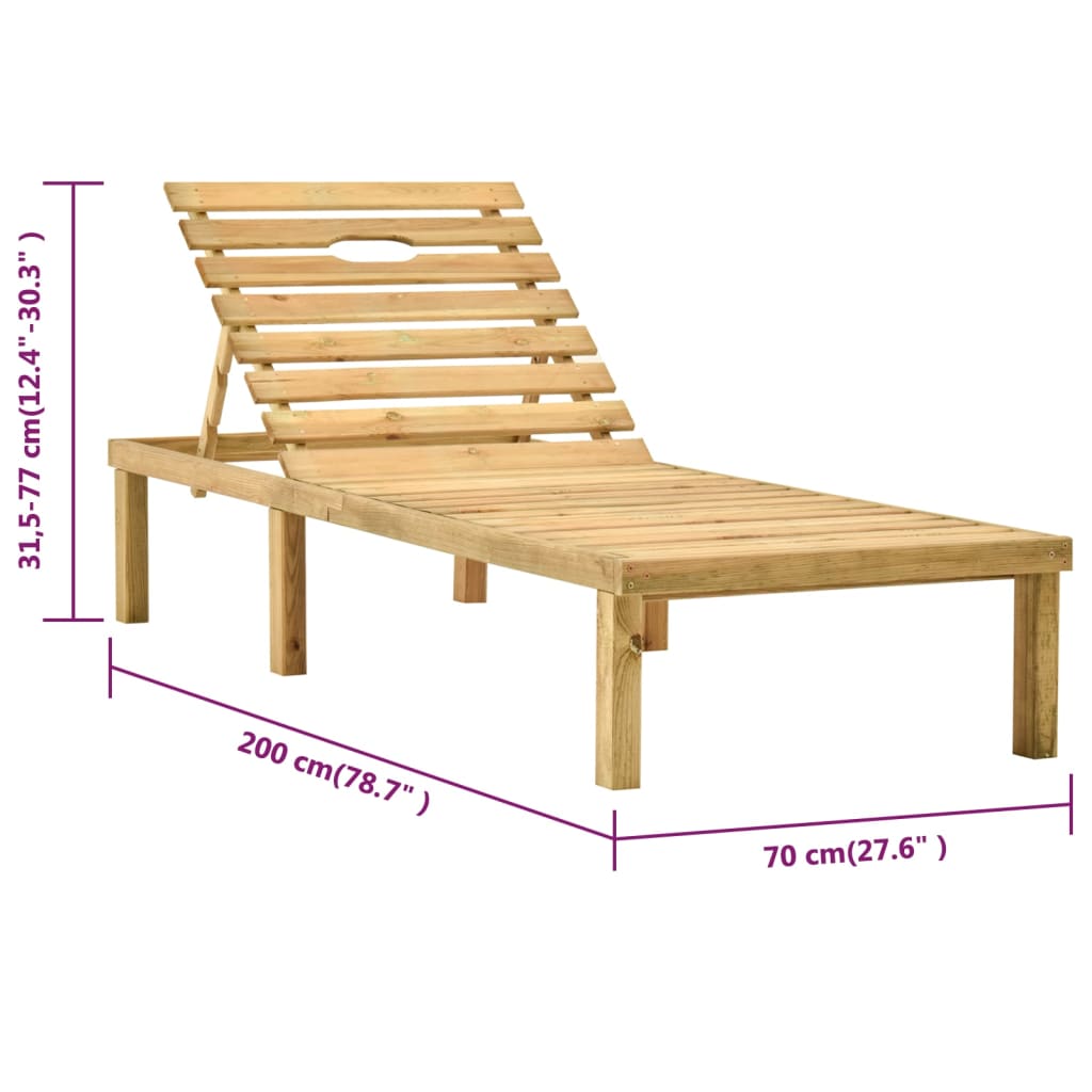 Lettino Prendisole in Legno di Pino Impregnato