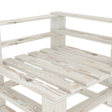 Divano Angolare da Giardino su Pallet in Legno Bianco