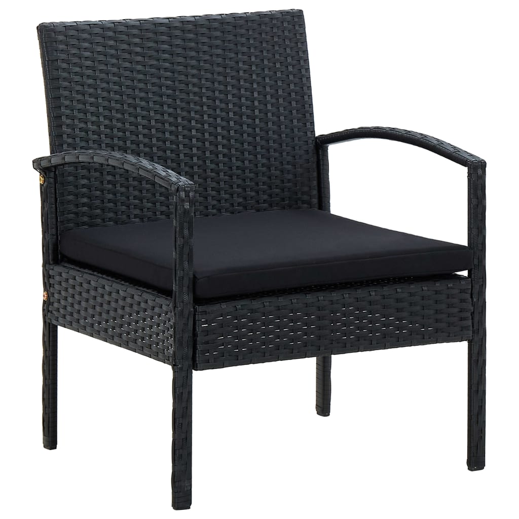 Set Divani da Giardino 5pz con Cuscini in Polyrattan Nero