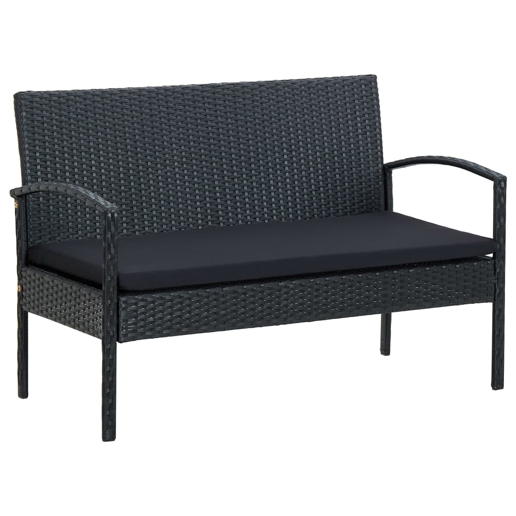 Set Divani da Giardino 5pz con Cuscini in Polyrattan Nero