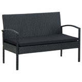 Set Divani da Giardino 5pz con Cuscini in Polyrattan Nero