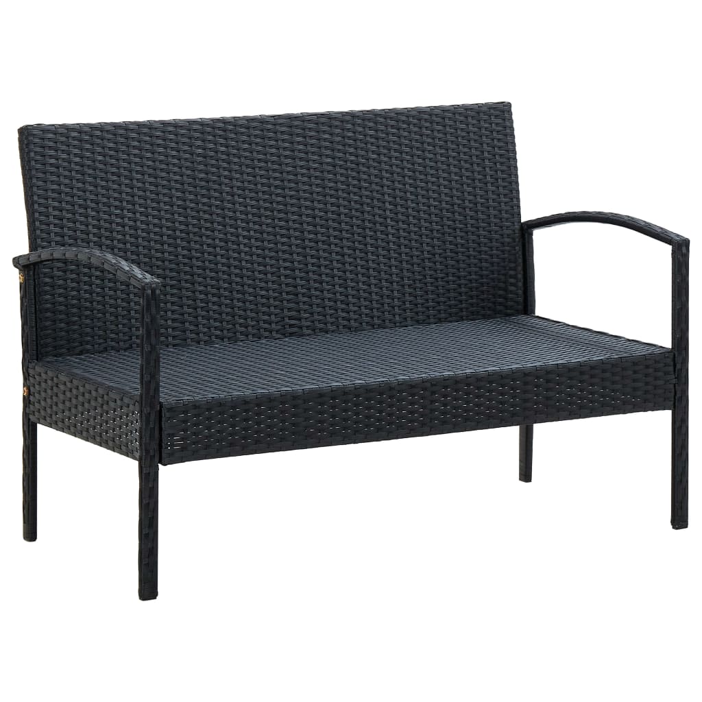 Set Divani da Giardino 5pz con Cuscini in Polyrattan Nero