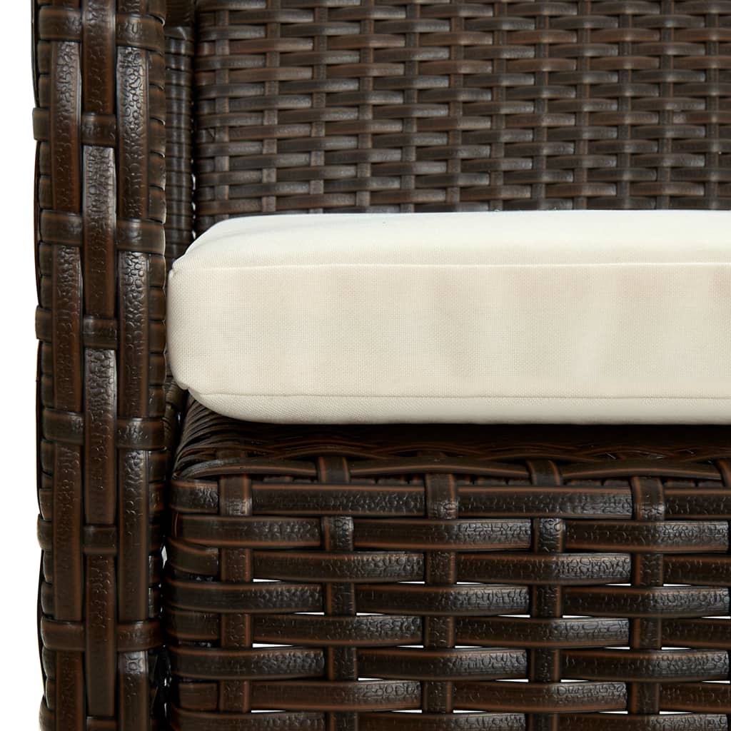 Sedia da Giardino con Cuscino in Polyrattan Marrone