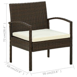 Sedia da Giardino con Cuscino in Polyrattan Marrone